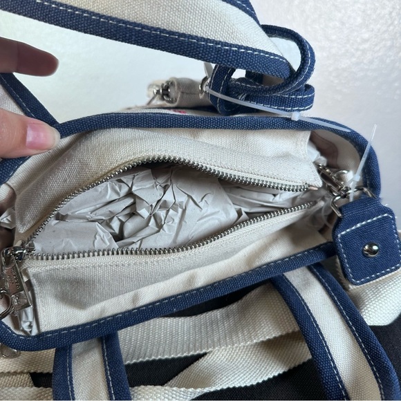 Madden Girl Mini Tote Mushroom Navy Blue Teddy Bear Jeweled Keychains - Picture 4 of 7